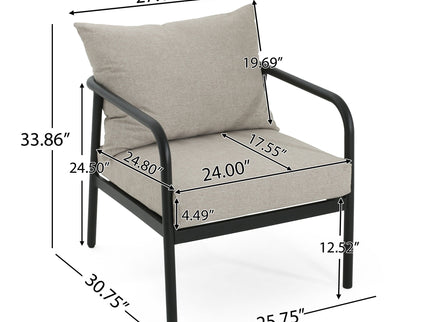 Leora - Modern Minimalist Round Tube Sofa Chair With Cushions - Beige / Black