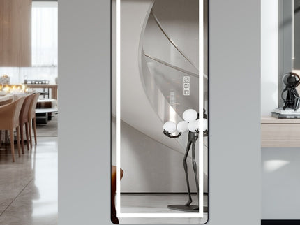 Full-Length Vertical Mirror With LED Light, Dimming Wall Mirror With Frame