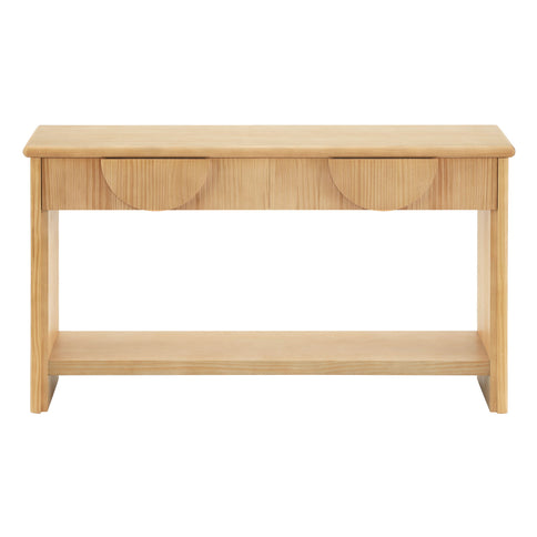 Fluted Console Table With Semi Circular Drawers - Natural