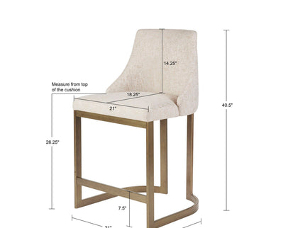 Upholstered Counter Stool With Metal Base - Cream