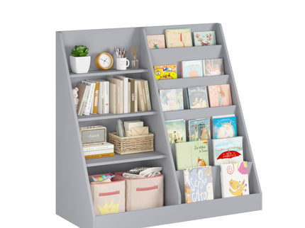 Bookshelf And Toy Storage Organizer, 4 Tier Bookcase With Display Stand For Playroom