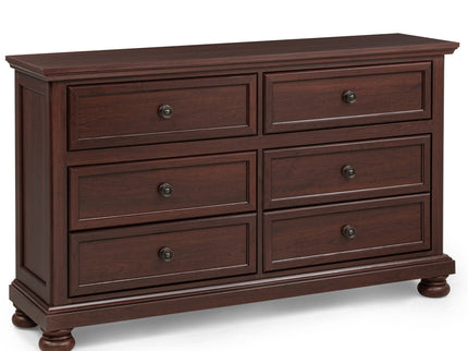 1 Piece Dresser, 6 Drawer Storage, Bedroom Furniture - Brown / Cherry