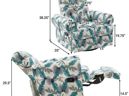 Manual Swivel Recliner Rocker Chair With Adjustable Backrest