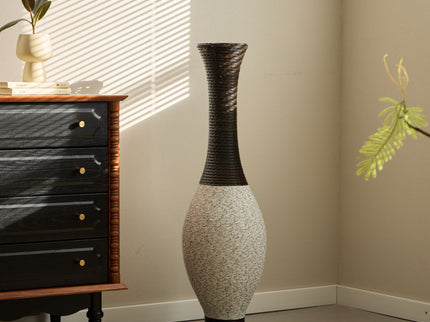 Tall Designer Floor Vase With Elegant 2 Tone