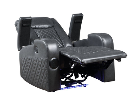 Alair - Leather Aire Power Motion Recliner With Bluetooth, Wireless Charger Cupholder - Dark Gray