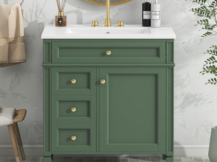 Bathroom Vanity With Top Sink, Storage Cabinet With 2 Drawers, Tip Out Drawer