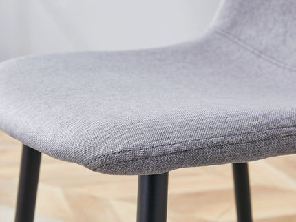 Luxury Simple Chair Linen Cotton High Resilience Dining Chair With Black Metal Legs (Set of 4) - Light Gray