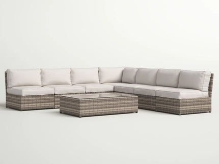 Comfortable Modern Patio Rattan Sectional Set With Cushions