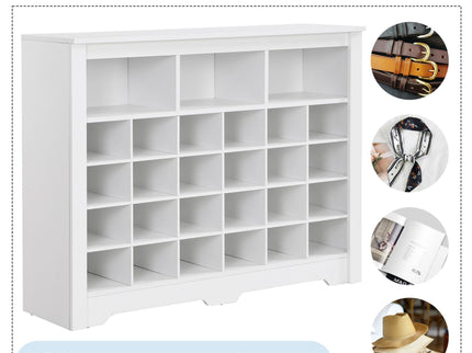 24 Shoe Cubby Console, Shoe Cabinet - White