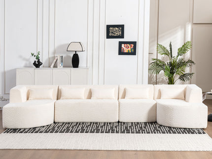 Upholstered Sofa Free Combined Sofa Couch With 2 Chaise Lounge And Five Back Pillows For Living Room
