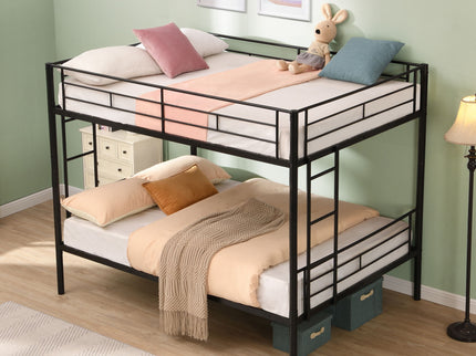 Modern Metal Bunk Bed, Full Over Full, No Box Spring Needed - Black