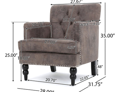 Vitality - Club Chair With Button Tufted Diamond Stitching And Turned Legs