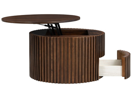 Round Lift Top Coffee Table With Hidden Storage For Living Room