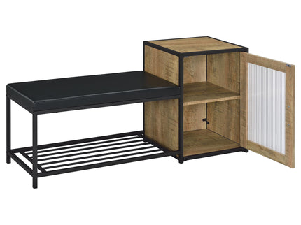 Shoe Storage Entryway Bench With Cabinet - Wood