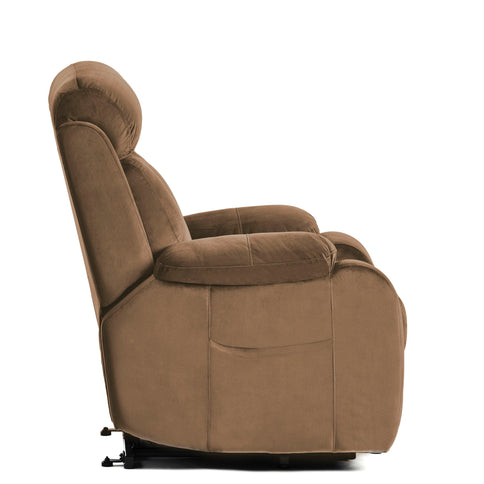 Lift Chair Recliner Power Remote Control Recliner Sofa Relax Soft Chair Anti - Skid Australia Cashmere Fabric Furniture Living Room - Brown