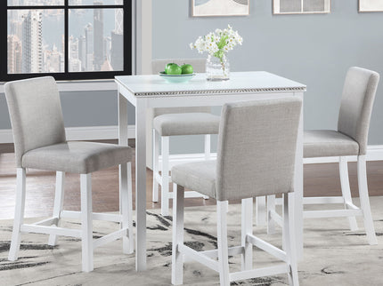 5 Piece Counter Height Table Set, Square Table And 4 Upholstered Chairs