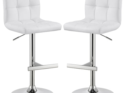 Lenny - Upholstered Adjustable Bar Stool (Set of 2) - White