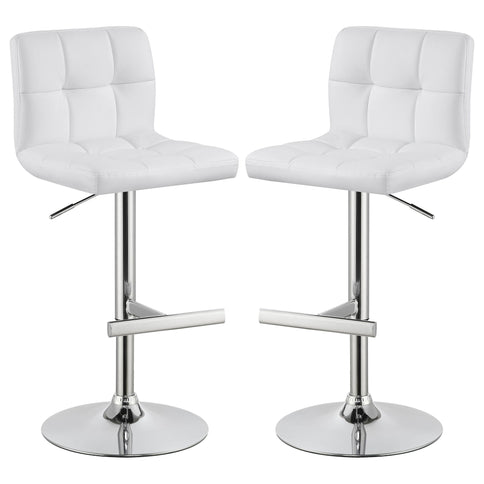 Lenny - Upholstered Adjustable Bar Stool (Set of 2) - White