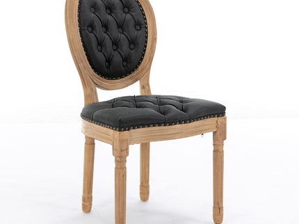French Style Solid Wood Frame Antique Painting, Hand-Pulled Buckle Decoration Artificial Dining Chair With Nailhead Trim, Wood Legs