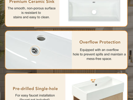 Bathroom Vanity With Sink, Freestanding Wood Grain Cabinet With Storage