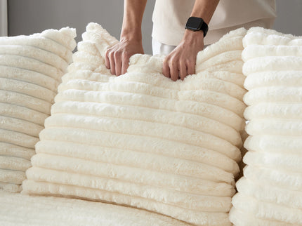 4 Seat Sofa With Soft Pillows And Movable Ottoman