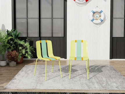 Modern Striped Blocking Single Chairs, Waterproof And Fade Resistant (Set of 4)