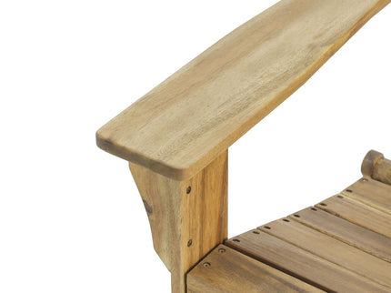 Outdoor Foldable Adirondack Chair With Slat Back - Natural