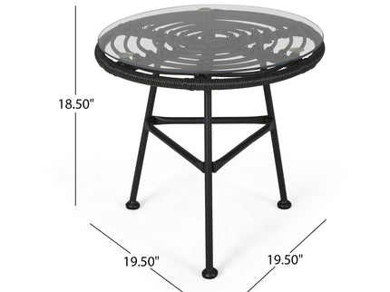 Petrichor - Outdoor Side Table With Tempered Glass And Steel Frame