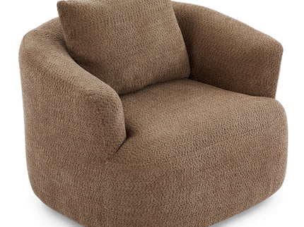 360° Swivel Barrel Sofa Chair With Throw Pillow, Upholstered Accent Chair
