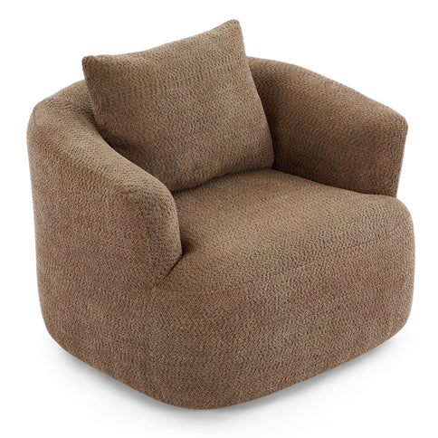 360° Swivel Barrel Sofa Chair With Throw Pillow, Upholstered Accent Chair