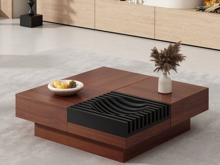 Italian Retro Inspired Acacia Wood Storage Coffee Table - Brown / Black