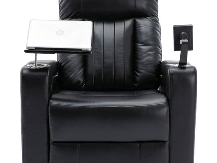 Premium Power Recliner & Storage Arms, Cupholders, Swivel Tray Table And Cell Phone Stand - Black