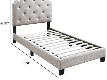 Button Tufted Bed With Nailhead Trim