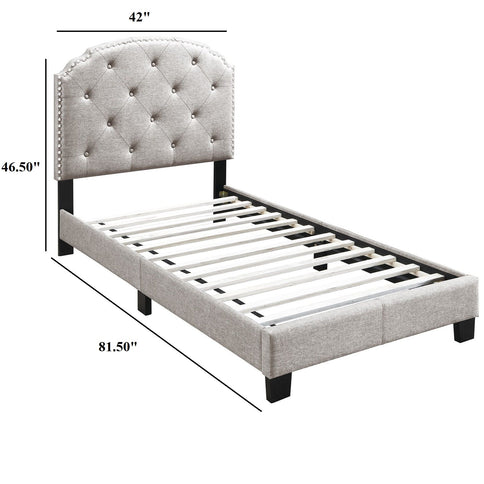 Button Tufted Bed With Nailhead Trim