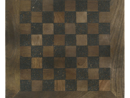 Checkmate - 1 Drawer Side Table With Carved Chess Board - Brown