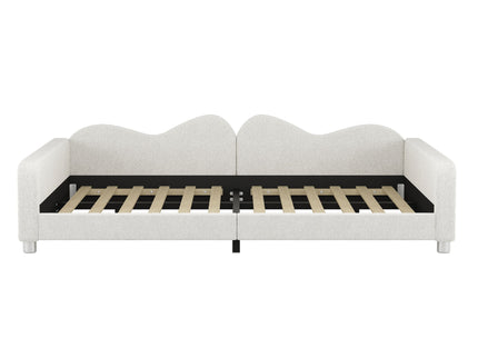 Upholstered Daybed, Sherpa Fabric Sofabed With Cloud-Shaped Backrest