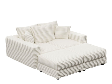 Deep Seat Convertible Sofa With Soft Pillows And Ottomans