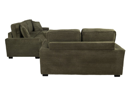 Sofa & Loveseat 2 Piece Set With Accent Pillows - Forest Green