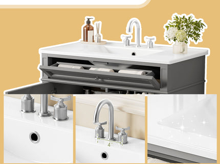 Bathroom Vanity With Top Sink, 2 Drawers, Tip Out Drawer