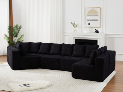 L - Shaped Modular Sofa With Deep Seat And 11 Pillows
