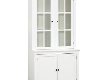 Retro Style Hutch Cabinet With Glass Door, China Cabinet For Home