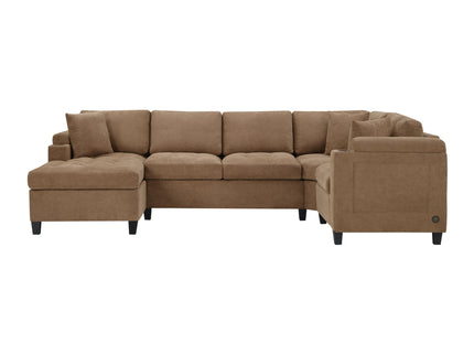 U Shaped Sectional Sofa, Corner Living Room Couch With Built In Cup Holders, Storage, USB Ports