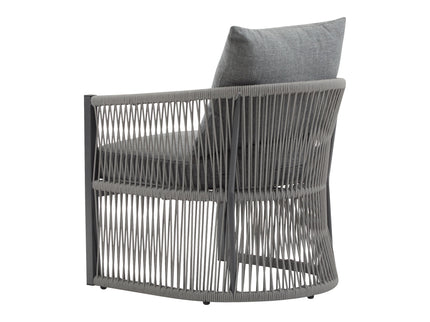 Modern Curved Aluminum Lounge Chair With Stylish Rope Weave Design And Cushioned Comfort For Outdoor