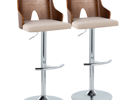 Ariana - Mid Century Modern Adjustable Barstool Stool With Swivel With Rounded T Footrest (Set of 2)