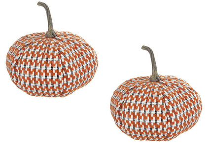 Pumpkin Ornament Decor For Holiday Harvest Festival Fall Festival & Thanksgiving (Set of 2) - Orange Multi