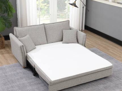 Oren - Chenille Sleeper Sectional Sofa With Storage 2 Toss Pillows - Gray