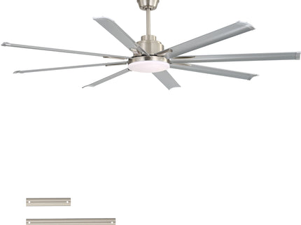 DC Motor Ceiling Fan With Dimmable Light And 8 Blade Aluminum Blades - Nickel