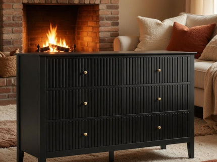 Modern 6 Drawer Fluted Dresser
