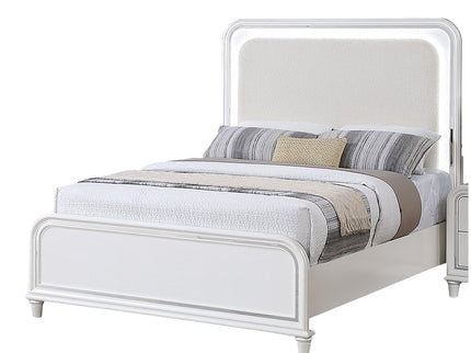Bed With LED Lights Panel Headboard And Footboard Frame