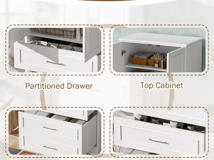 Freestanding Bathroom Cabinet With 3 Drawers, Adjustable Shelf, Soft Close Doors